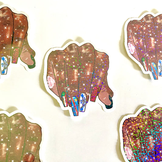 Holographic Hands That Support Liberation Stickers