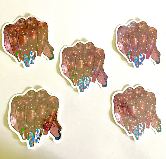 Holographic Hands That Support Liberation Stickers