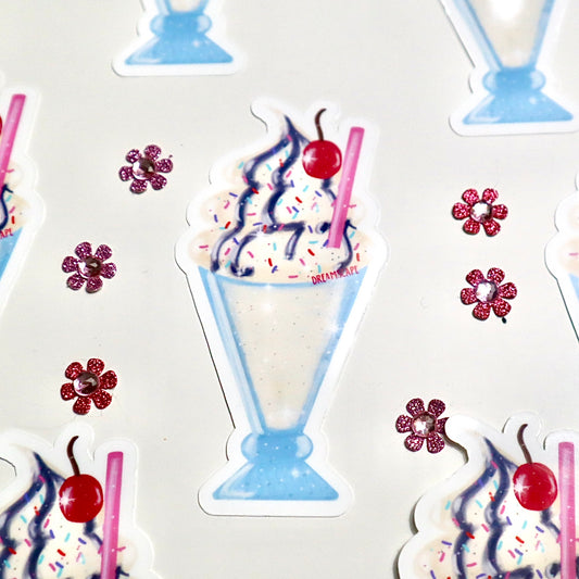Vanilla Milkshake, Ube Syrup, and a Cranberry Sticker