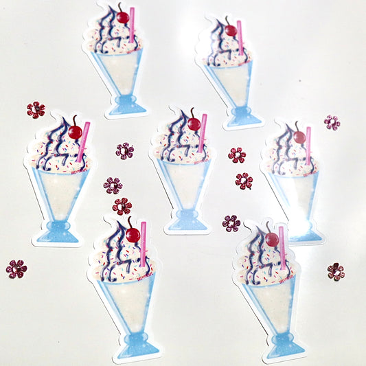 Vanilla Milkshake, Ube Syrup, and a Cranberry Sticker