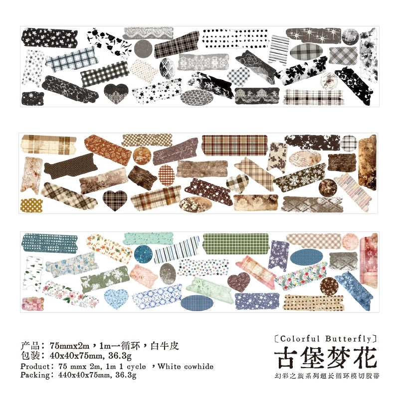 Vintage Text Sticker Washi Tape