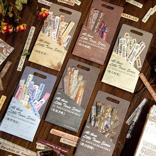 Vintage English Text Stickers