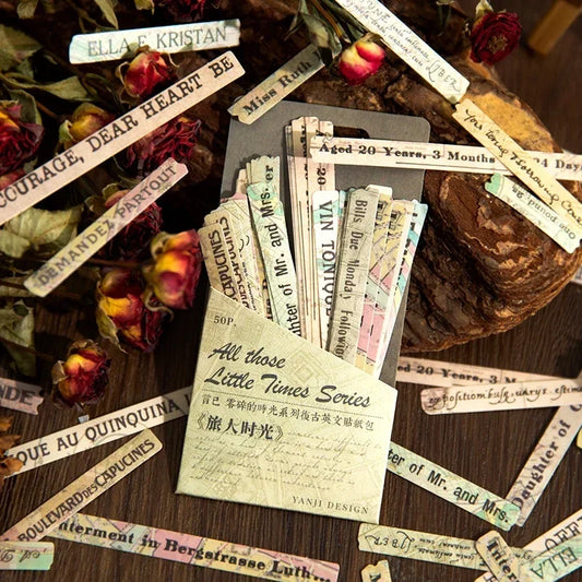 Vintage English Text Stickers