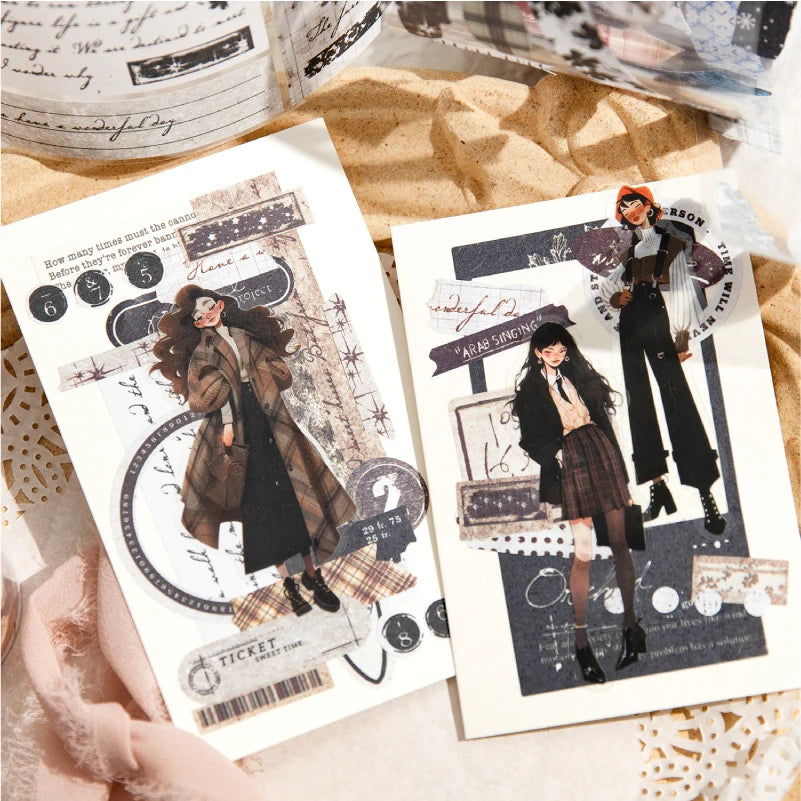 Vintage Text Sticker Washi Tape