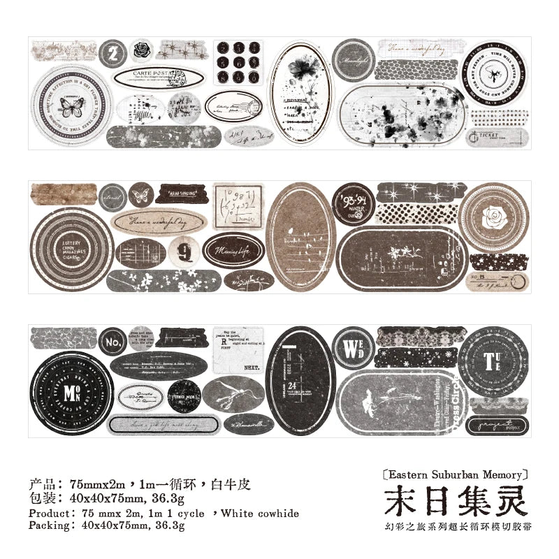 Vintage Text Sticker Washi Tape